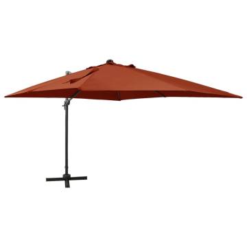 Cantilever Umbrella with LED Lights - Terracotta 300 cm