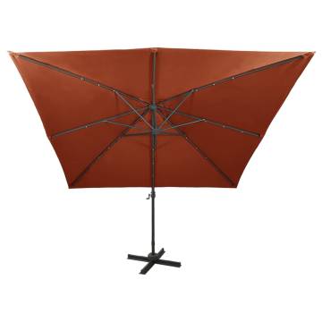 Cantilever Umbrella with LED Lights - Terracotta 300 cm