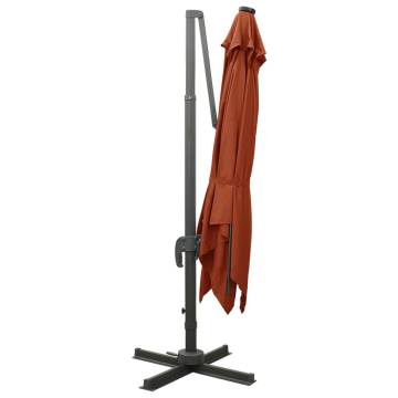 Cantilever Umbrella with LED Lights - Terracotta 300 cm