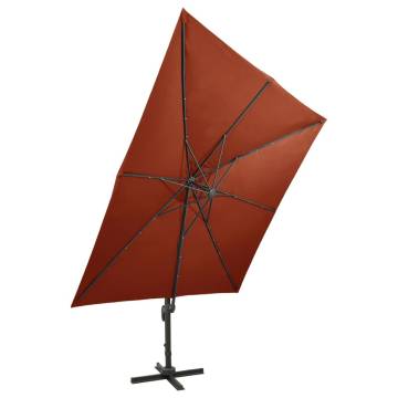 Cantilever Umbrella with LED Lights - Terracotta 300 cm