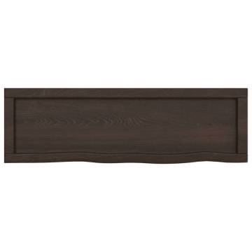 Bathroom Countertop Dark Brown - Solid Oak Wood 100x30 cm