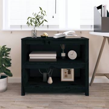 Book Cabinet Black 80x35x68cm - Solid Pine Wood Storage