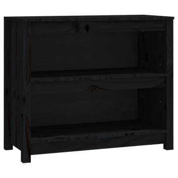 Book Cabinet Black 80x35x68cm - Solid Pine Wood Storage