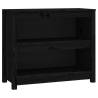 Book Cabinet Black 80x35x68cm - Solid Pine Wood Storage