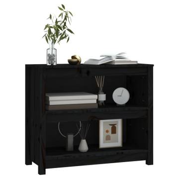 Book Cabinet Black 80x35x68cm - Solid Pine Wood Storage