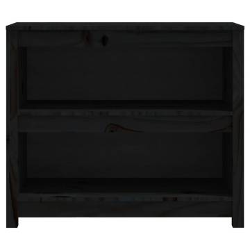 Book Cabinet Black 80x35x68cm - Solid Pine Wood Storage