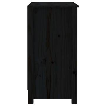 Book Cabinet Black 80x35x68cm - Solid Pine Wood Storage