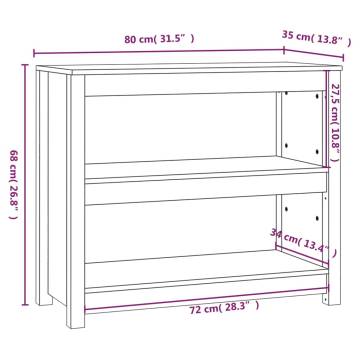 Book Cabinet Black 80x35x68cm - Solid Pine Wood Storage