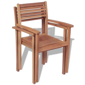 Stackable Garden Chairs - 2pcs Solid Teak Wood | HipoMarket