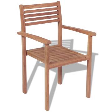 Stackable Garden Chairs - 2pcs Solid Teak Wood | HipoMarket