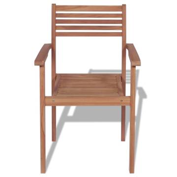 Stackable Garden Chairs - 2pcs Solid Teak Wood | HipoMarket