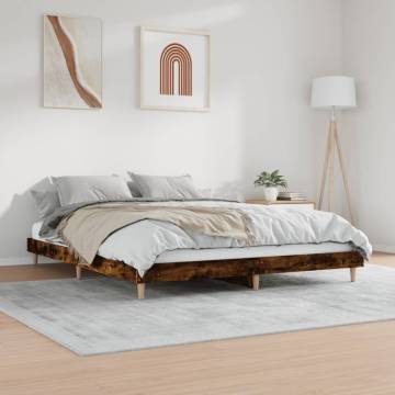 Bed Frame Smoked Oak 200x200 cm - Quality Engineered Wood