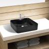 Ceramic Bathroom Sink Basin with Faucet Hole Black Square Colour black 