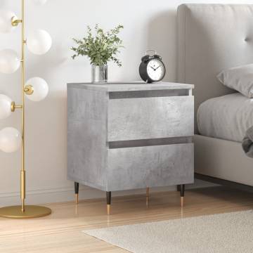 Elegant Concrete Grey Bedside Cabinet - Stylish Storage Solution