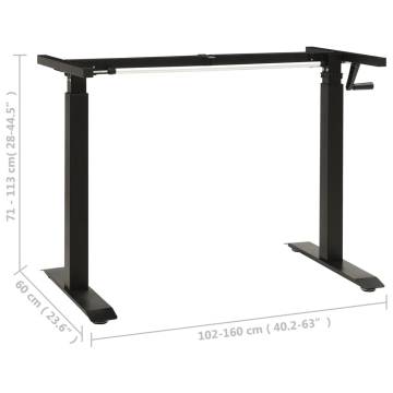 Manual Height Adjustable Standing Desk Frame - Black