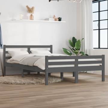 Grey Solid Wood Bed Frame 160x200 cm - Modern & Sturdy