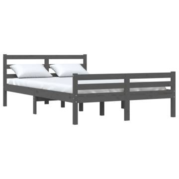 Grey Solid Wood Bed Frame 160x200 cm - Modern & Sturdy