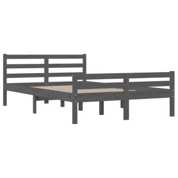 Grey Solid Wood Bed Frame 160x200 cm - Modern & Sturdy