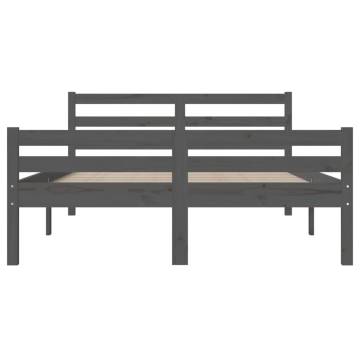 Grey Solid Wood Bed Frame 160x200 cm - Modern & Sturdy