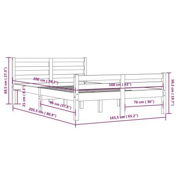 Grey Solid Wood Bed Frame 160x200 cm - Modern & Sturdy