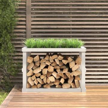 Outdoor Log Holder White - Solid Pine Wood 108x52x74 cm