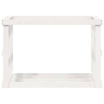 Outdoor Log Holder White - Solid Pine Wood 108x52x74 cm