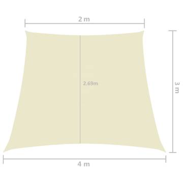 Sunshade Sail Oxford Fabric Trapezium 2/4x3 m - Cream