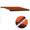 Manual Retractable Awning with LED 450x300 cm Orange and Brown Colour multicolour Size 450 x 300 cm Quantity in Package 1 