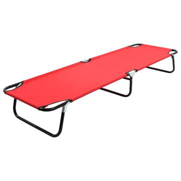 Folding Sun Lounger Red Steel - Portable & Stylish Relaxation