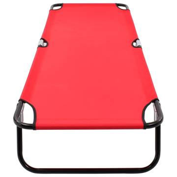 Folding Sun Lounger Red Steel - Portable & Stylish Relaxation