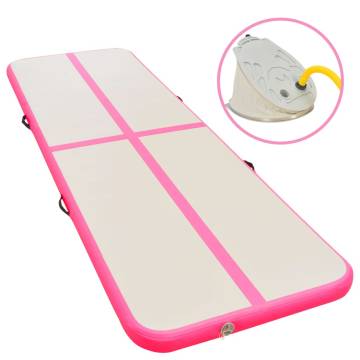 Inflatable Gymnastics Mat with Pump | 500x100x10 cm - Pink