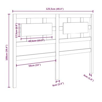 Honey Brown Bed Headboard - Solid Pine Wood - 125.5x4x100 cm