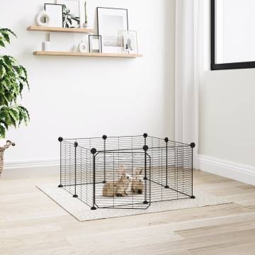 8-Panel Pet Cage with Door - Durable 35x35 cm Steel