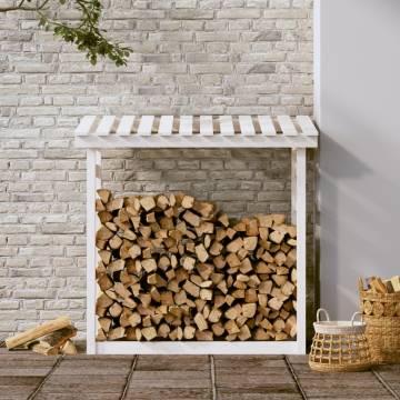 Firewood Rack White 108x64.5 cm | Solid Pine Wood Storage