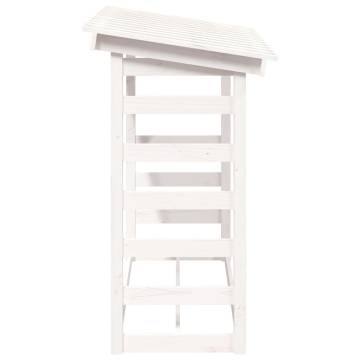 Firewood Rack White 108x64.5 cm | Solid Pine Wood Storage