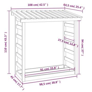 Firewood Rack White 108x64.5 cm | Solid Pine Wood Storage