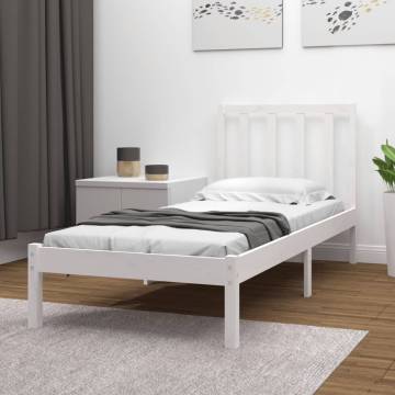 Bed Frame White Solid Wood Pine 100x200 cm - Stylish & Sturdy