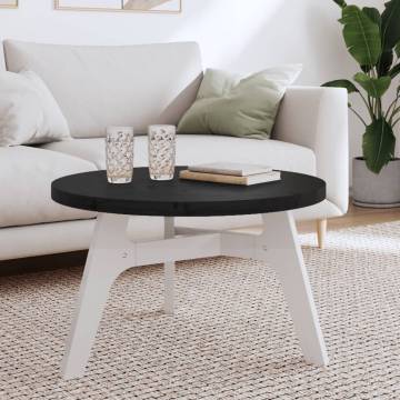 Table Top Round Black Ø70x3 cm Solid Wood Pine | HipoMarket