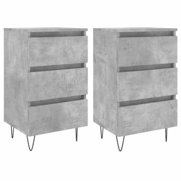 Concrete Grey Bedside Cabinets - 2 Pack, Stylish & Durable