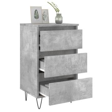 Concrete Grey Bedside Cabinets - 2 Pack, Stylish & Durable