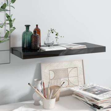 Floating Wall Shelf High Gloss Black - Stylish MDF Home Display