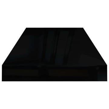 Floating Wall Shelf High Gloss Black - Stylish MDF Home Display