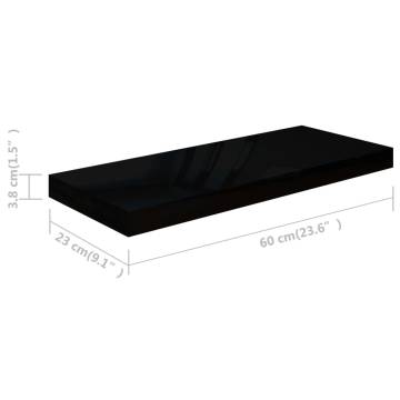 Floating Wall Shelf High Gloss Black - Stylish MDF Home Display