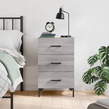 Modern Grey Sonoma Bedside Cabinet | 40x40x66 cm