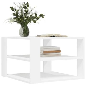 Stylish White Coffee Table - 59.5x59.5x40 cm Engineered Wood