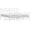 Elegant White Metal Bed Frame with Headboard & Footboard 160x200