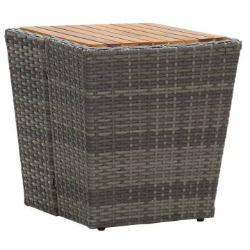 Rustic Grey Tea Table - Durable Poly Rattan & Acacia Wood