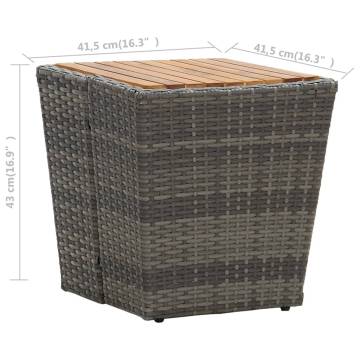 Rustic Grey Tea Table - Durable Poly Rattan & Acacia Wood