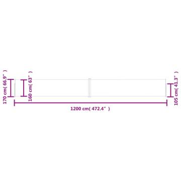 Patio Retractable Side Awning 170x1200 cm - Stylish Privacy Solution