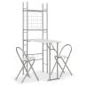 3 Piece Folding Dining Set with Storage Rack MDF and Steel White Colour white and silver Number of 2 